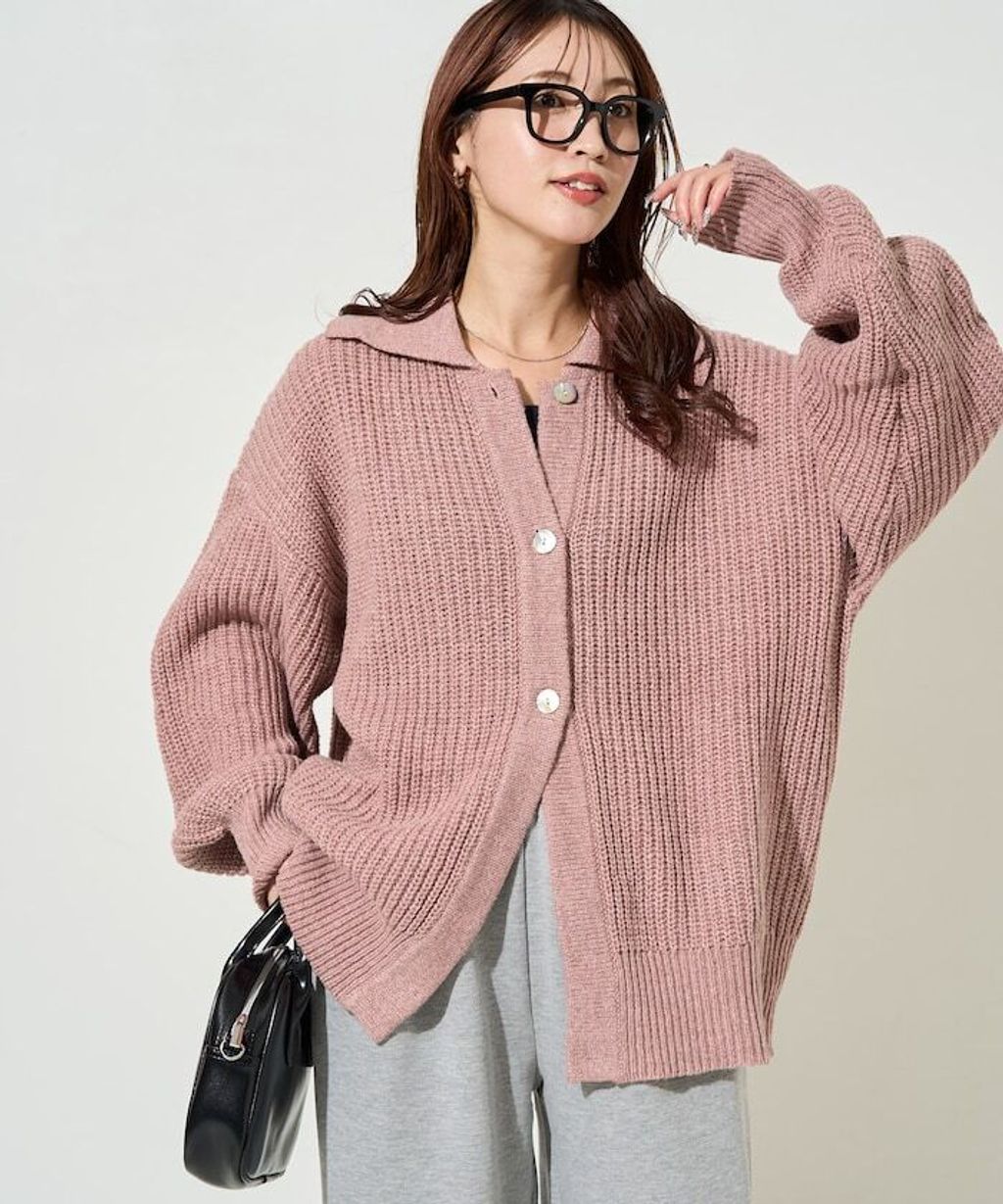 FREAKS STORE 慵懶感寬版翻領針織開襟衫_5