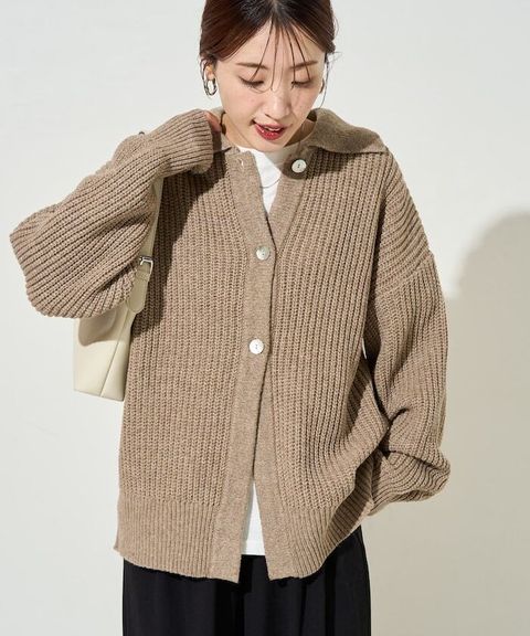 FREAKS STORE 慵懶感寬版翻領針織開襟衫_3