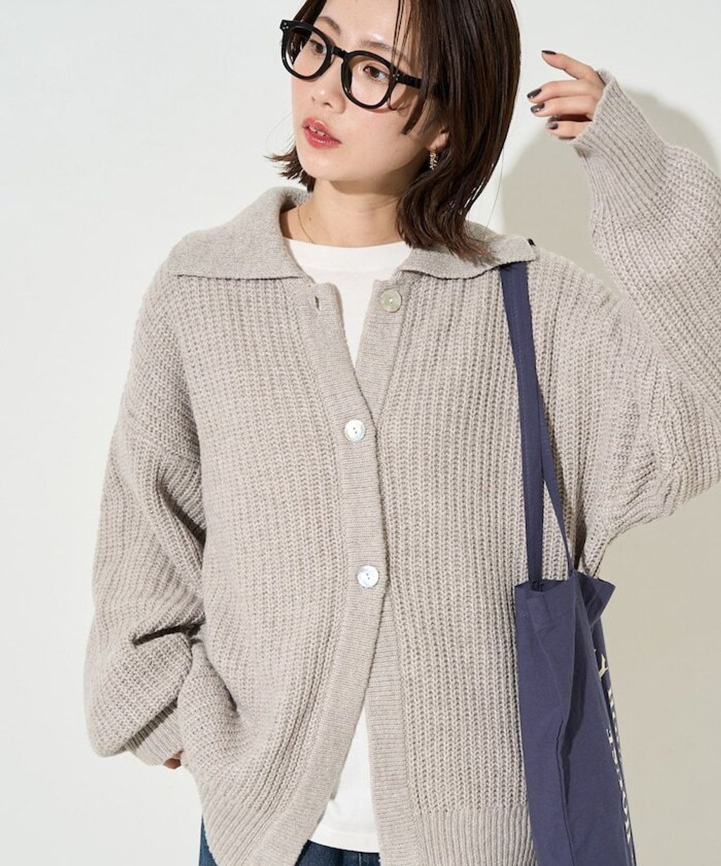 FREAKS STORE 慵懶感寬版翻領針織開襟衫_1