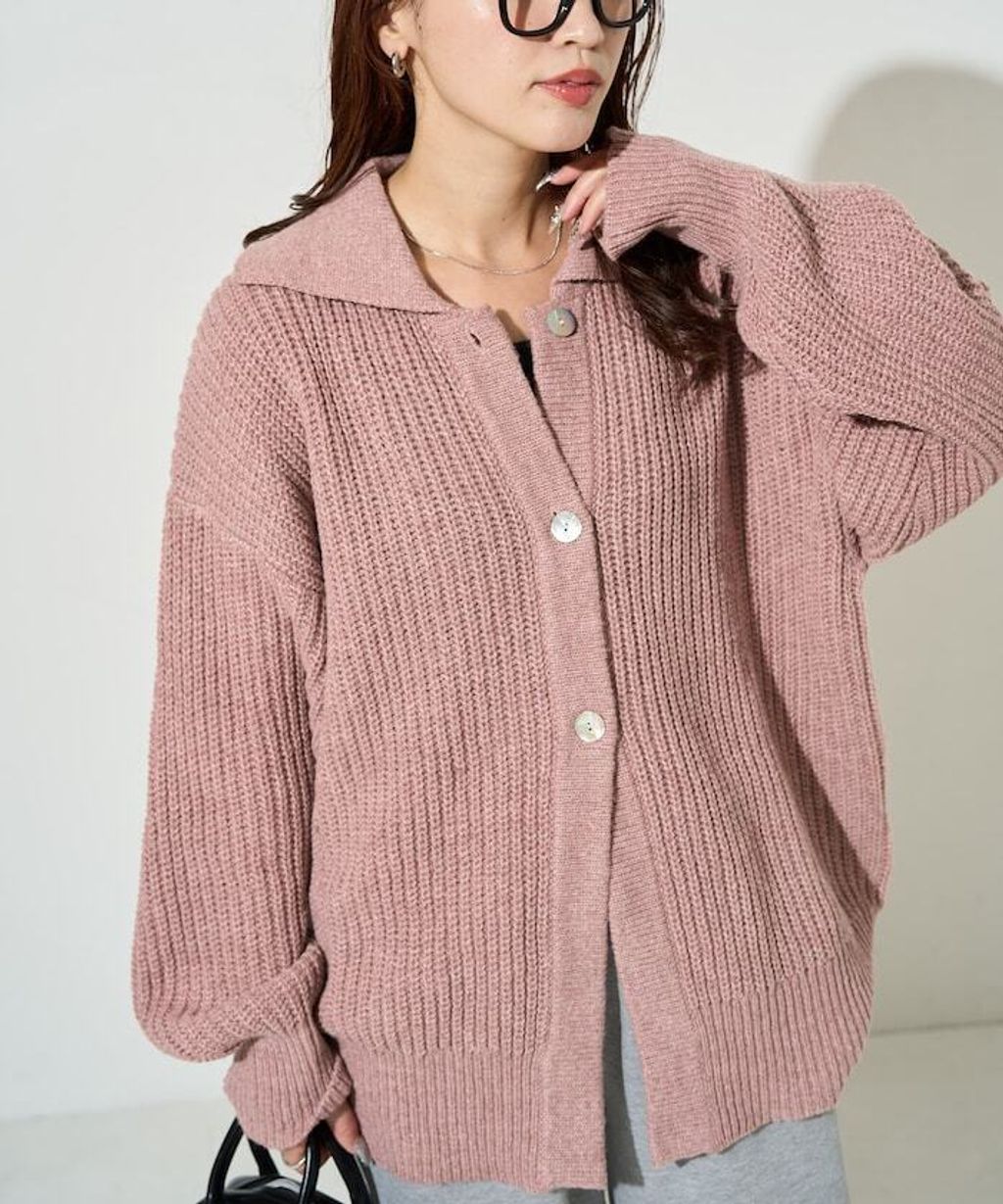 FREAKS STORE 慵懶感寬版翻領針織開襟衫_11