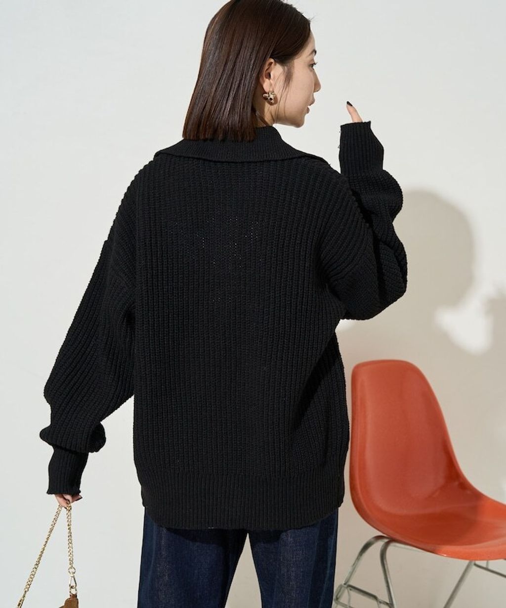 FREAKS STORE 慵懶感寬版翻領針織開襟衫_31