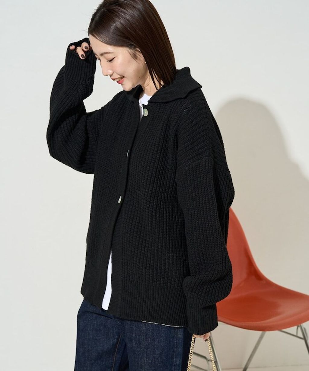 FREAKS STORE 慵懶感寬版翻領針織開襟衫_30