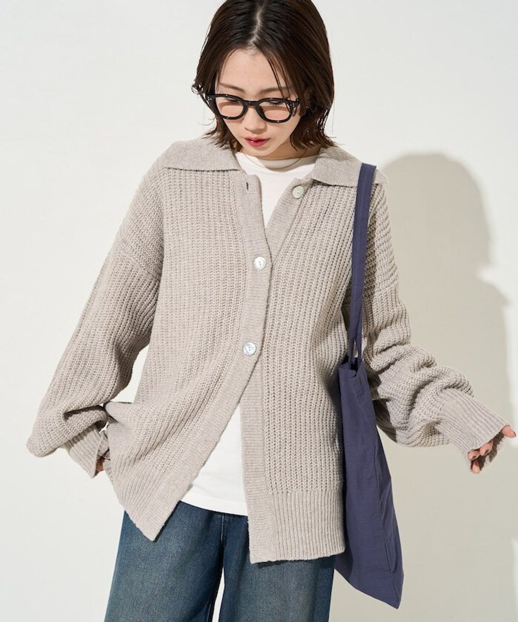 FREAKS STORE 慵懶感寬版翻領針織開襟衫_23