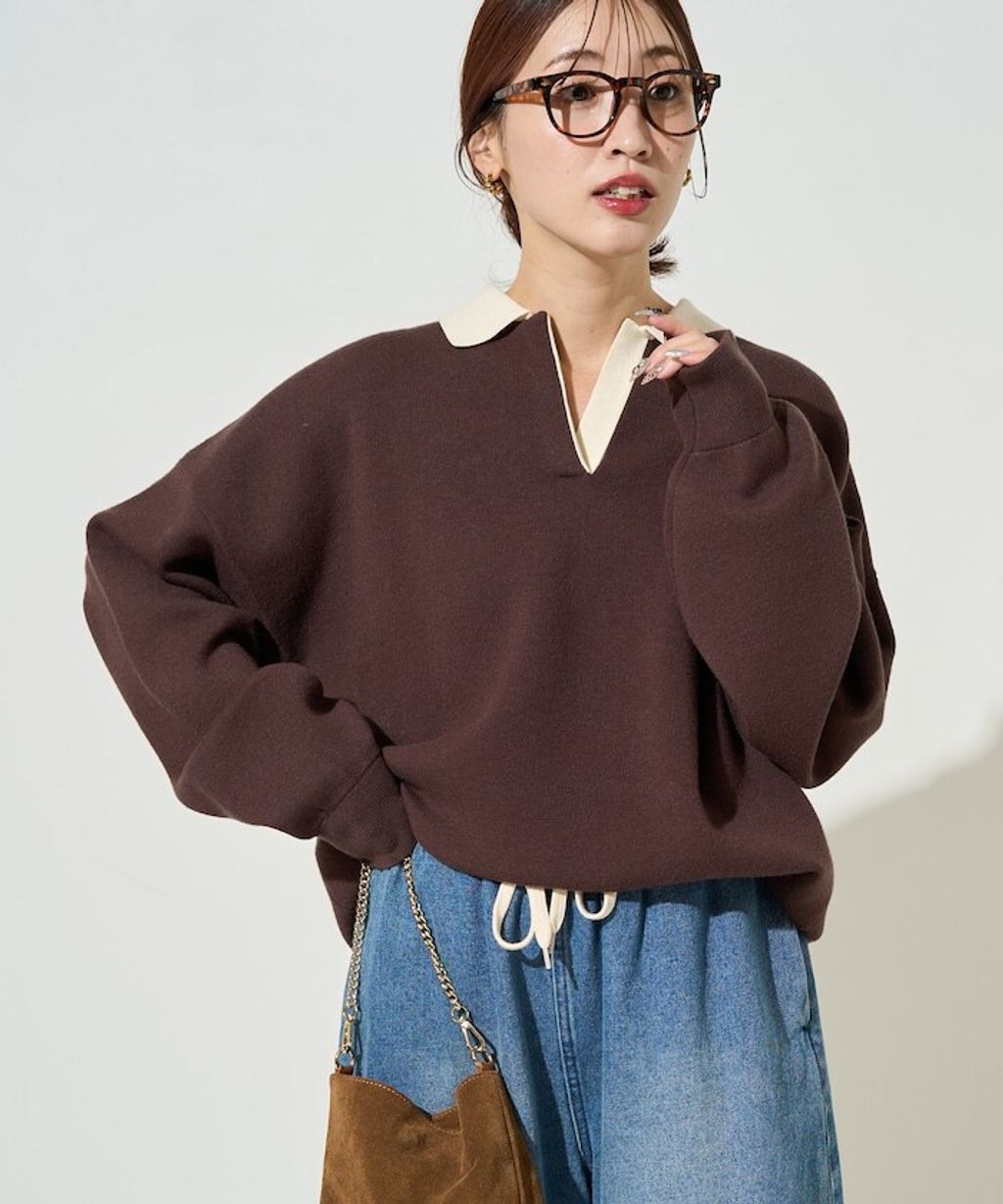 FREAKS STORE 大人感優雅V領口開襟針織衣_12