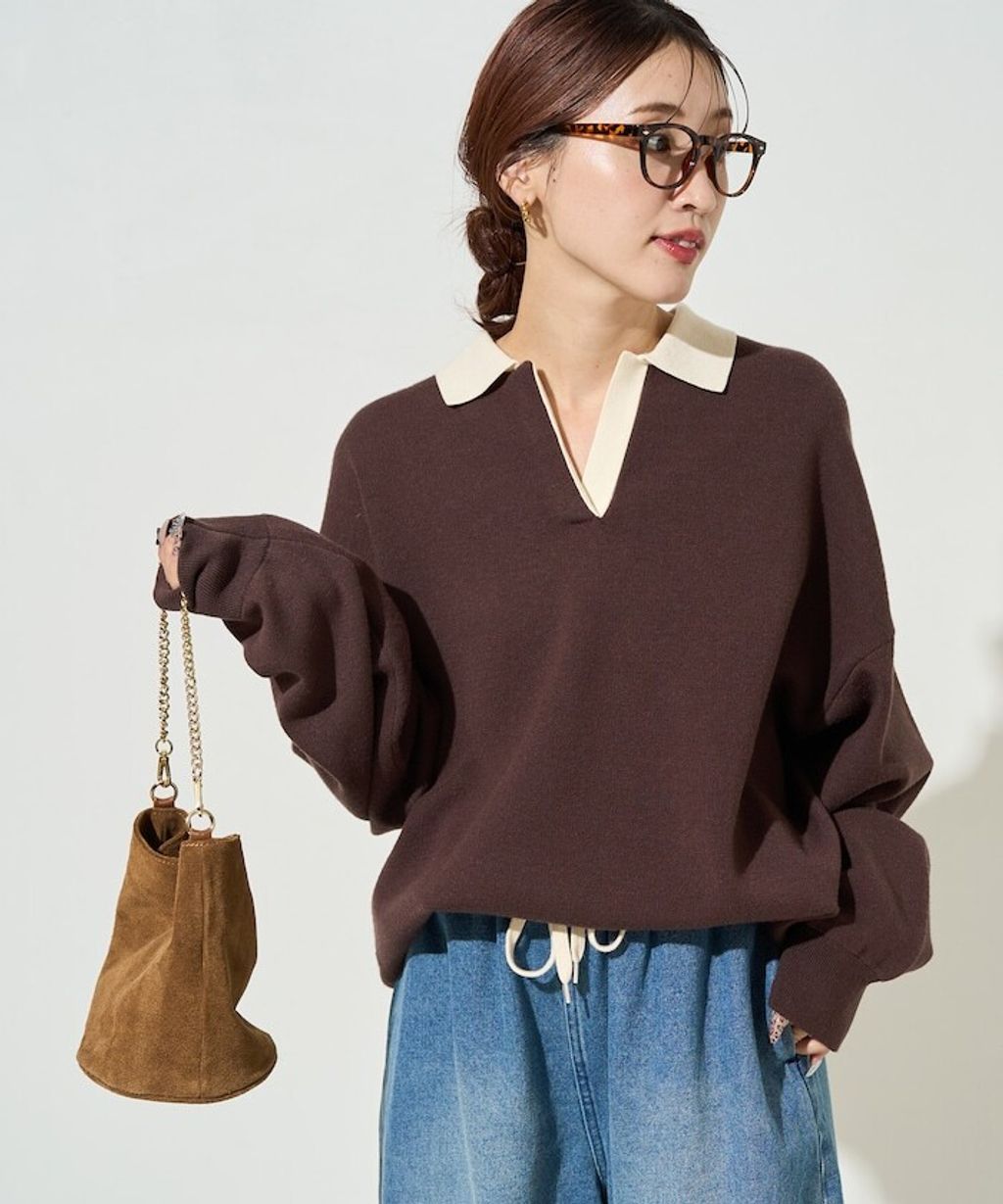 FREAKS STORE 大人感優雅V領口開襟針織衣_10