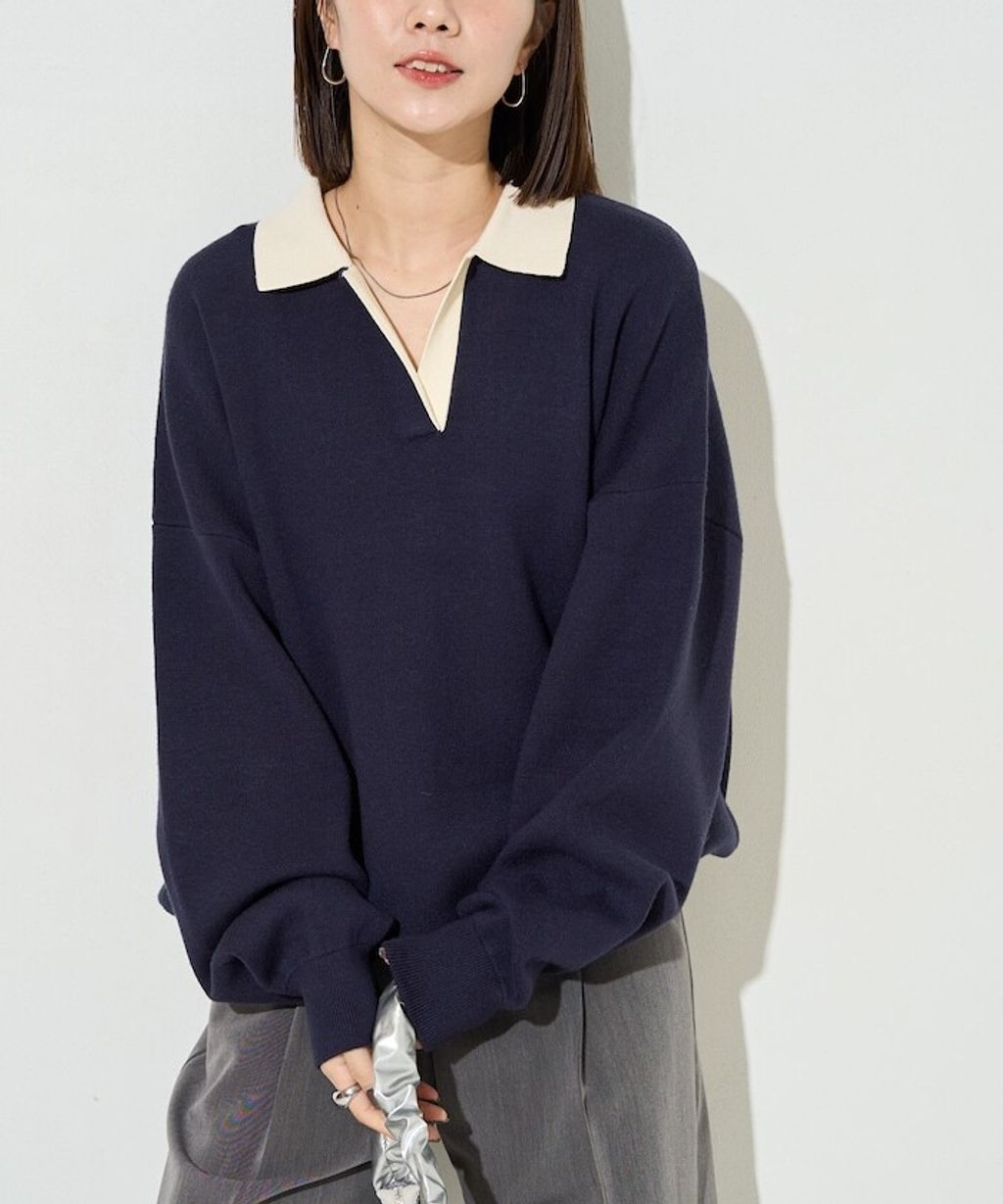 FREAKS STORE 大人感優雅V領口開襟針織衣_34