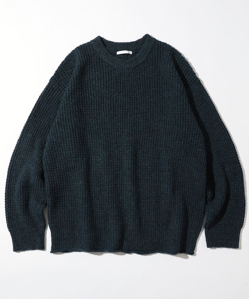 FREAKS STORE 寬版羊毛混纖華夫格高磅圓領針織衫_44