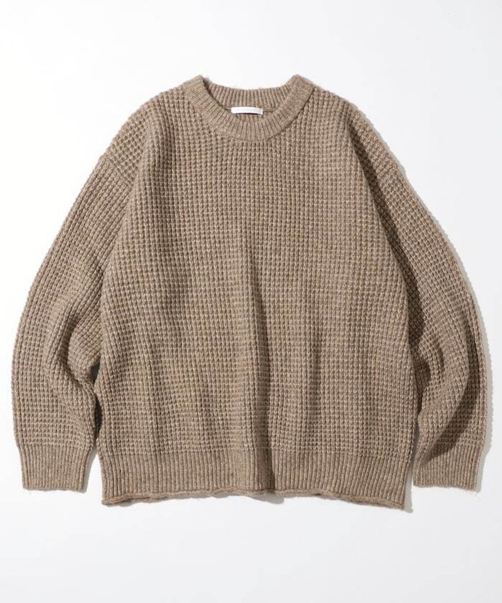 FREAKS STORE 寬版羊毛混纖華夫格高磅圓領針織衫_40