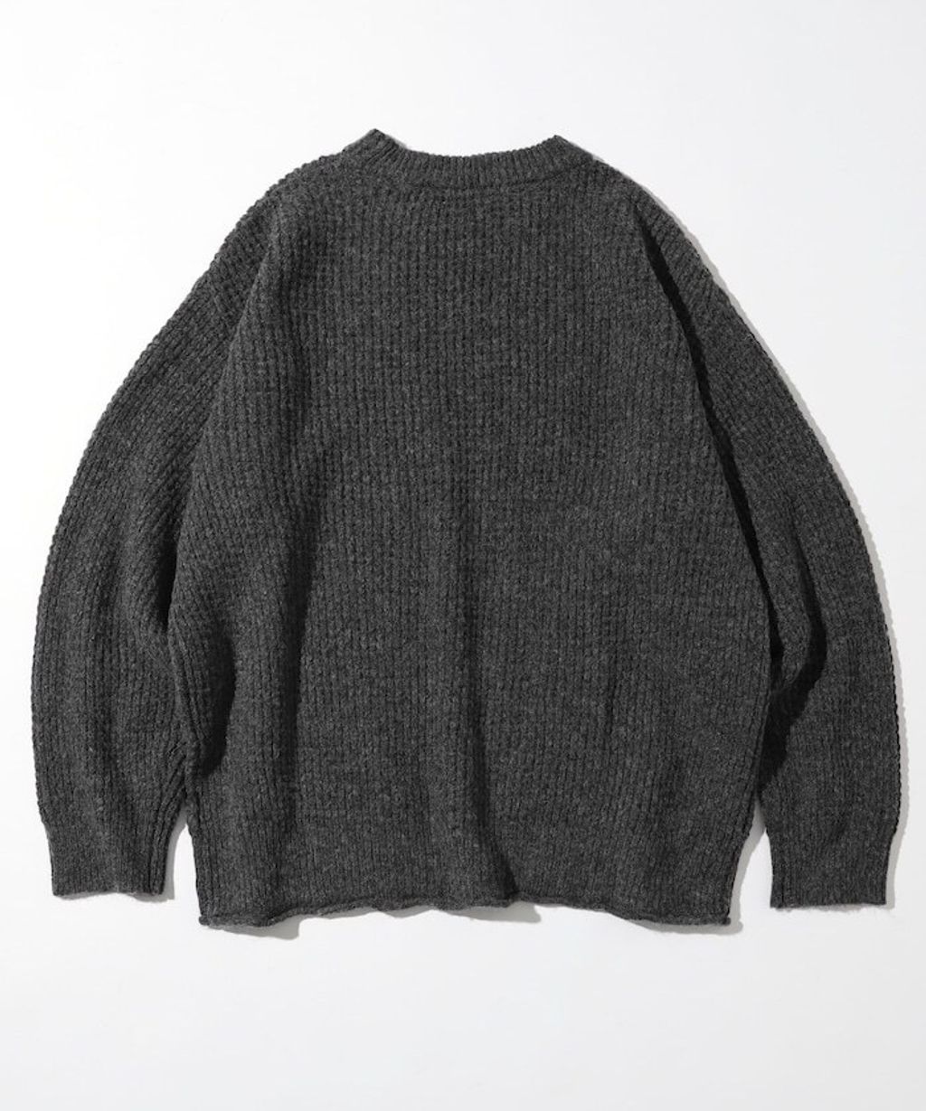 FREAKS STORE 寬版羊毛混纖華夫格高磅圓領針織衫_38