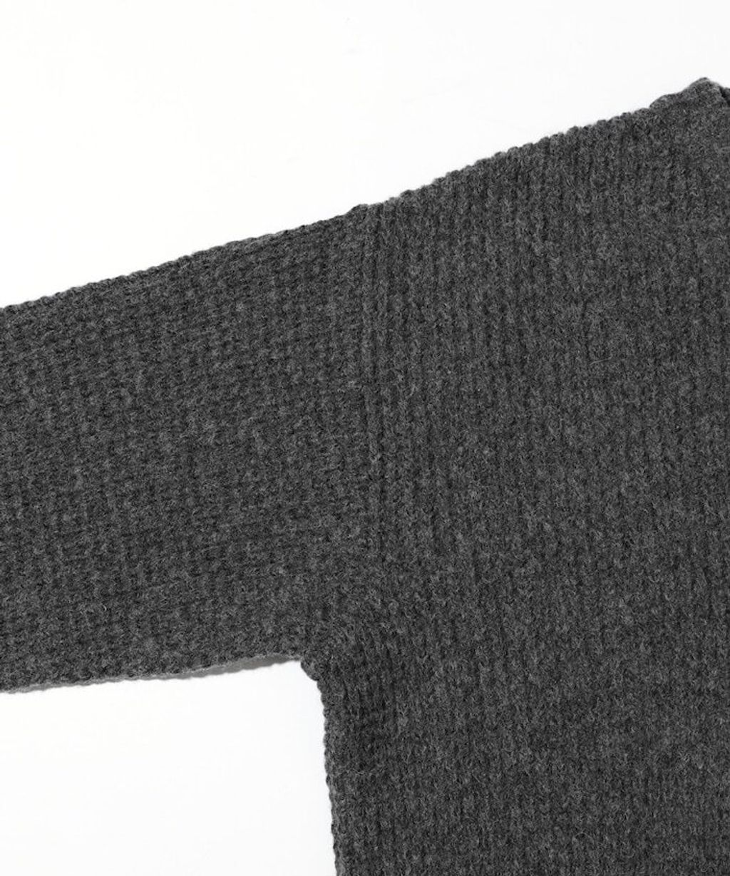 FREAKS STORE 寬版羊毛混纖華夫格高磅圓領針織衫_35