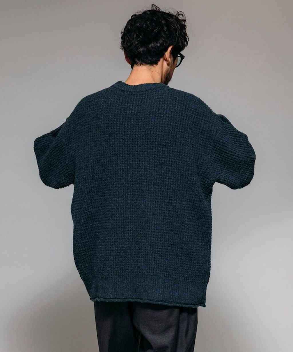 FREAKS STORE 寬版羊毛混纖華夫格高磅圓領針織衫_29