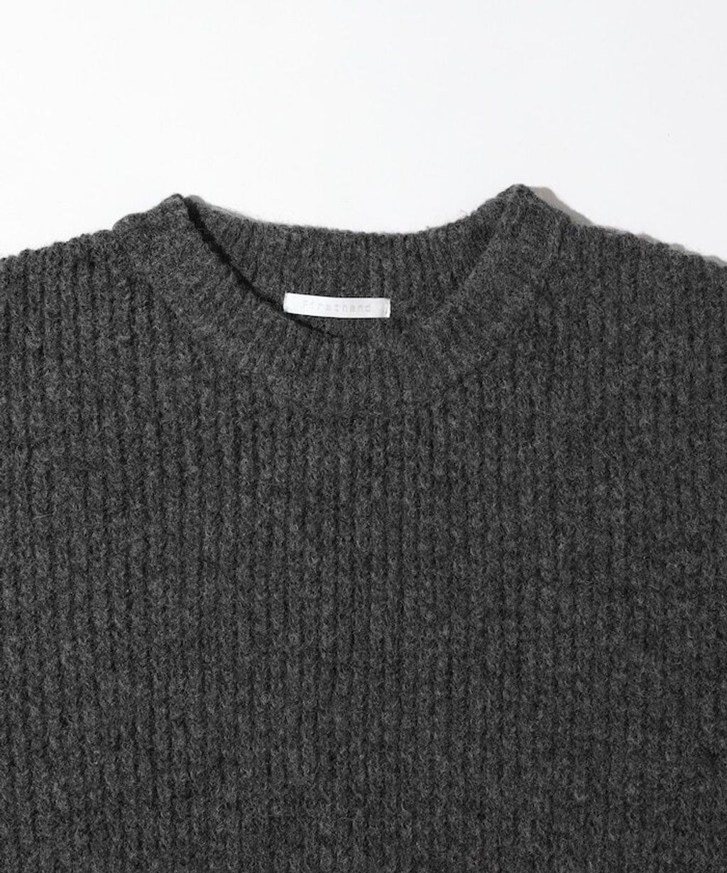 FREAKS STORE 寬版羊毛混纖華夫格高磅圓領針織衫_34