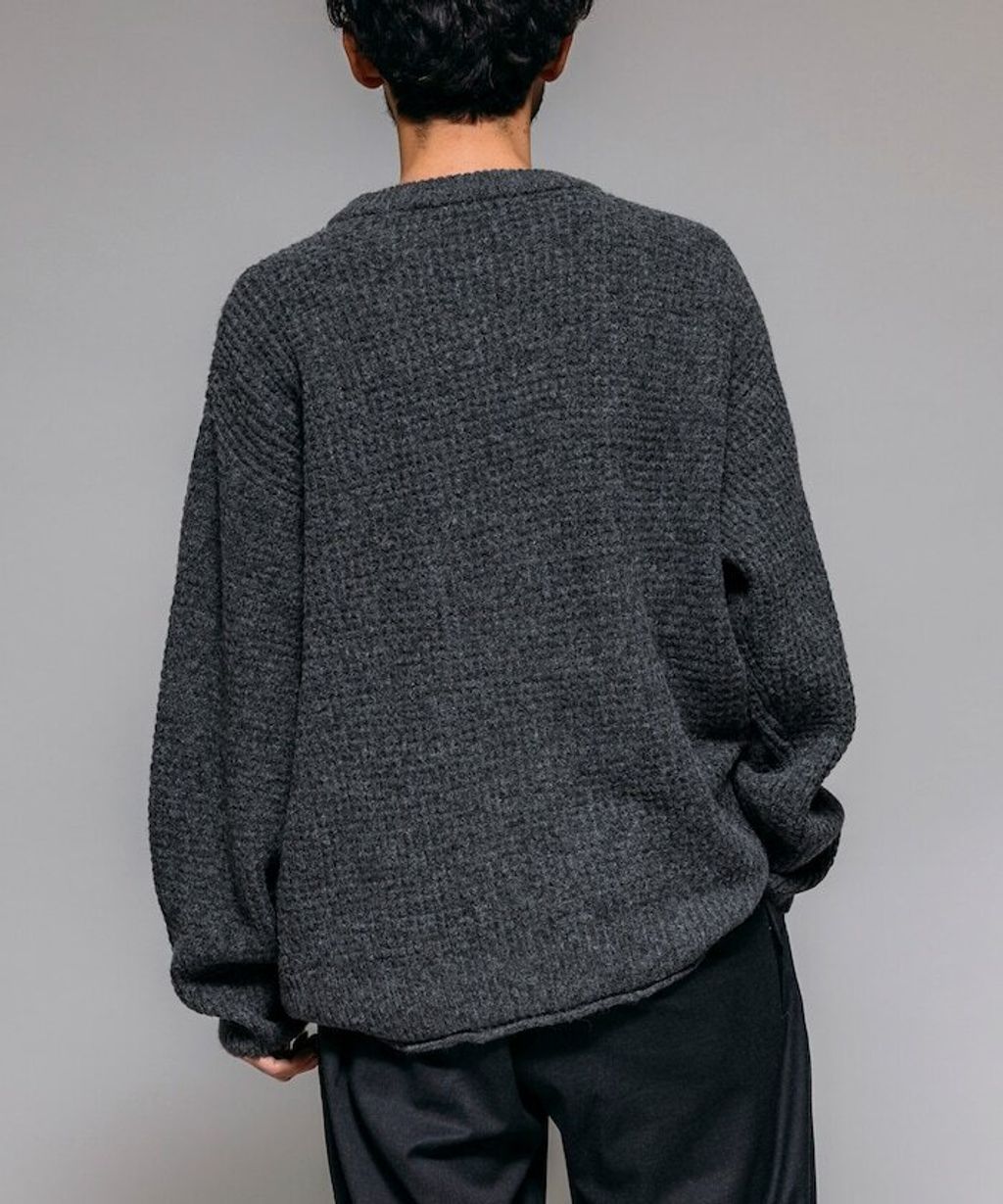 FREAKS STORE 寬版羊毛混纖華夫格高磅圓領針織衫_10