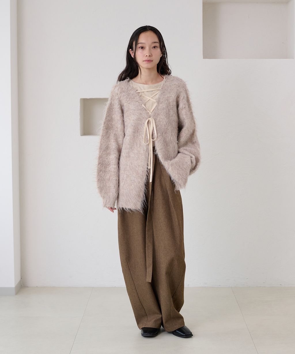 apres jour clair 2WAY毛絨感蕾絲綁帶針織開襟外套_93