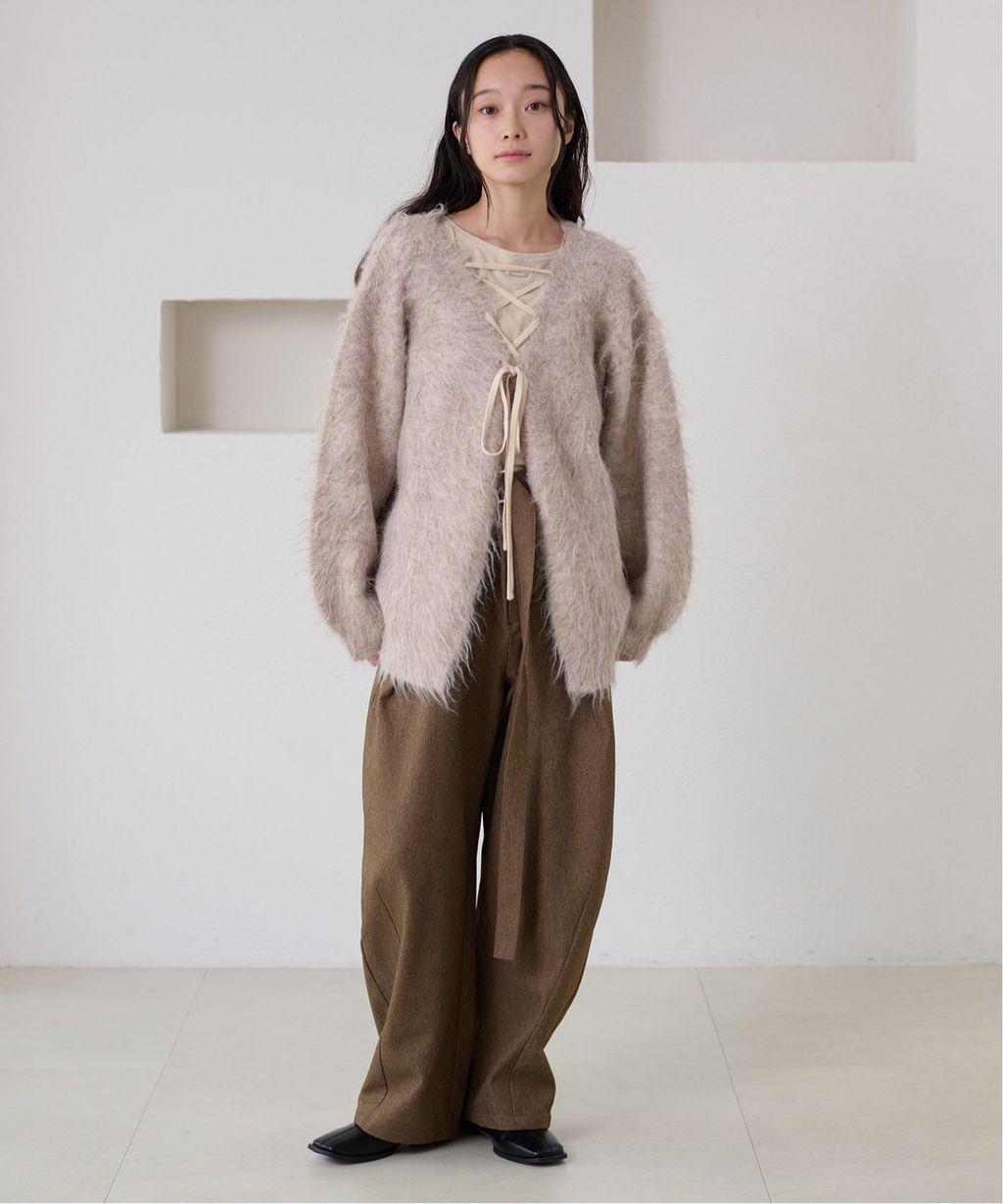 apres jour clair 2WAY毛絨感蕾絲綁帶針織開襟外套_96