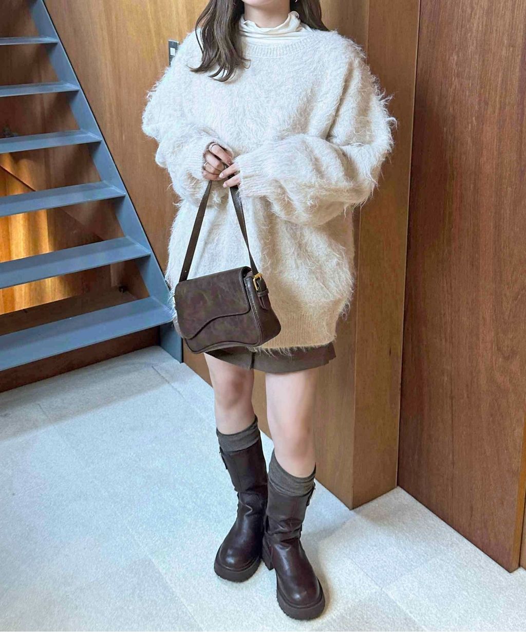 apres jour clair 2WAY毛絨感蕾絲綁帶針織開襟外套_12