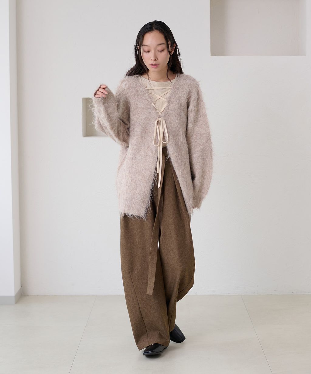 apres jour clair 2WAY毛絨感蕾絲綁帶針織開襟外套_94