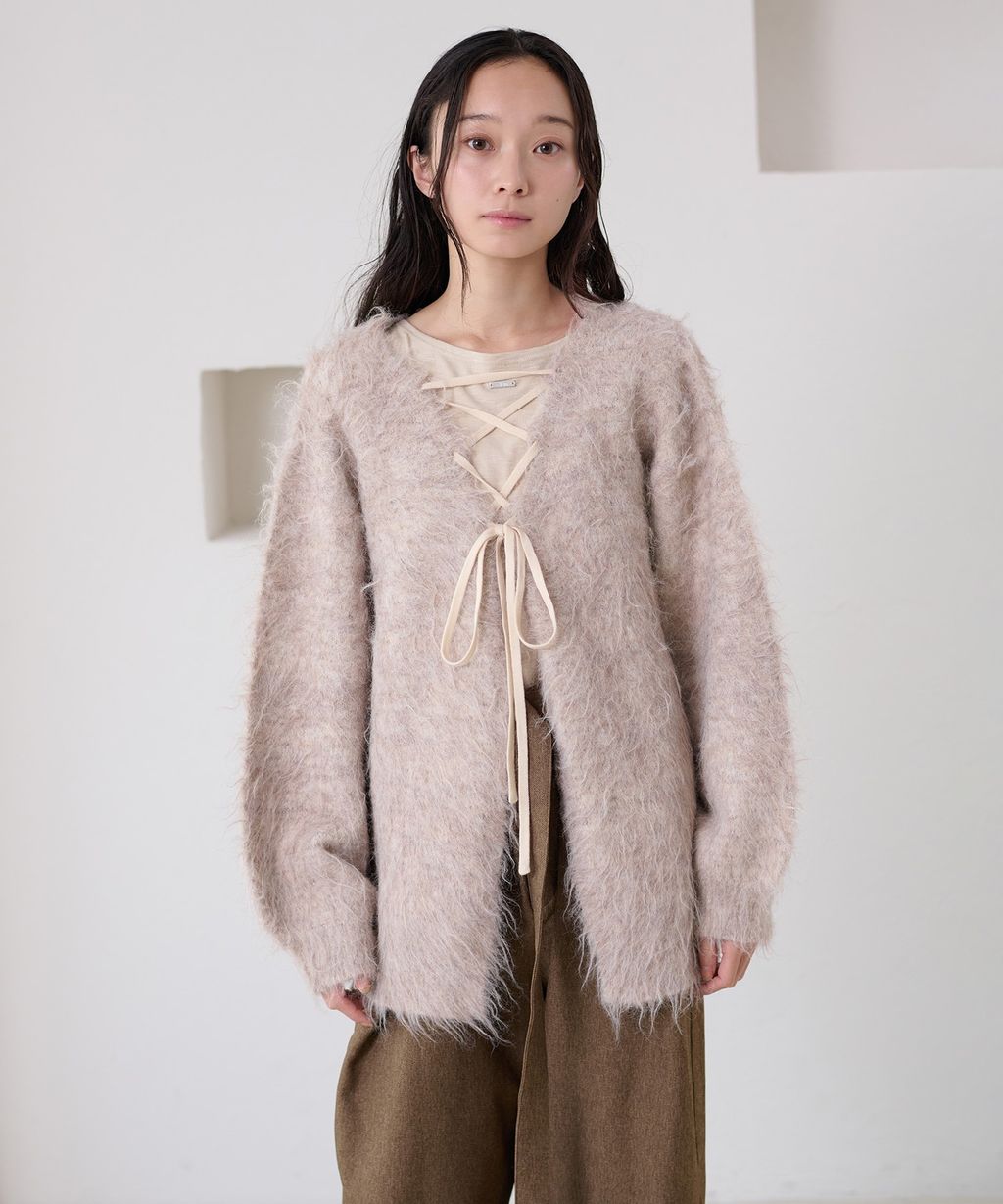 apres jour clair 2WAY毛絨感蕾絲綁帶針織開襟外套_88