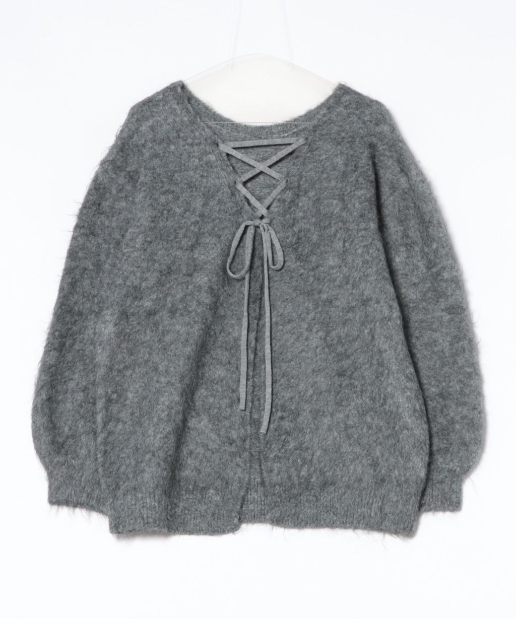 apres jour clair 2WAY毛絨感蕾絲綁帶針織開襟外套_59