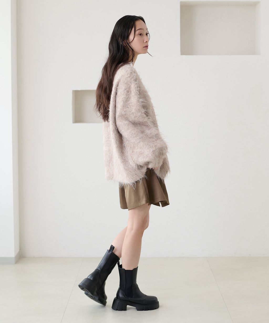 apres jour clair 2WAY毛絨感蕾絲綁帶針織開襟外套_98