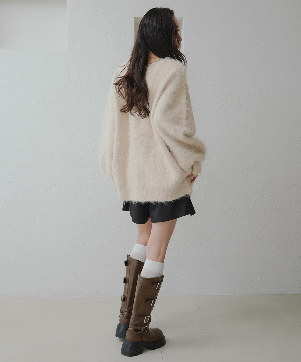 apres jour clair 2WAY毛絨感蕾絲綁帶針織開襟外套_55