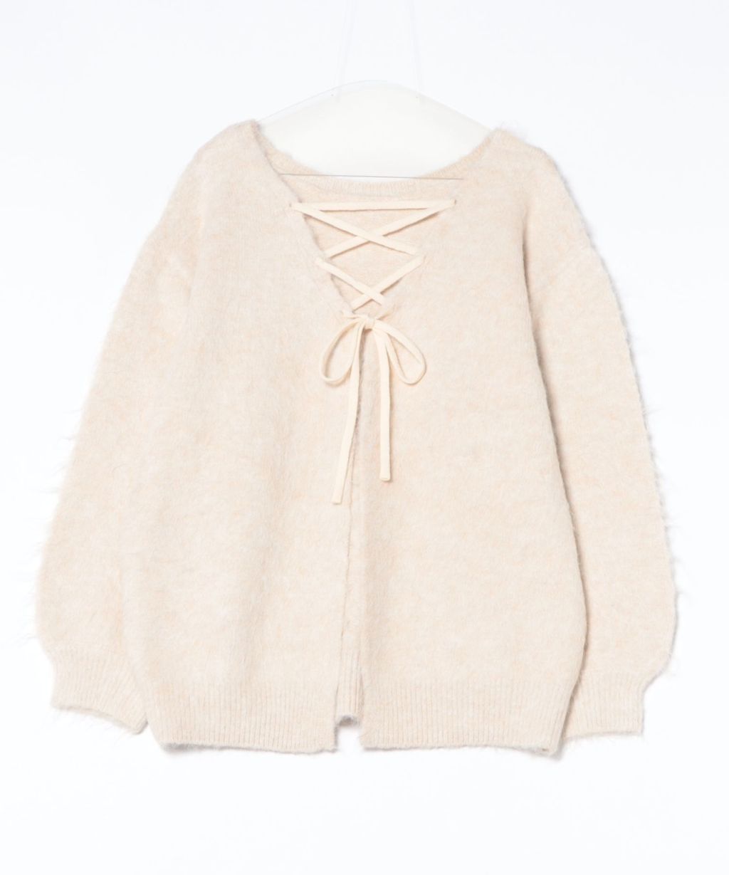 apres jour clair 2WAY毛絨感蕾絲綁帶針織開襟外套_61