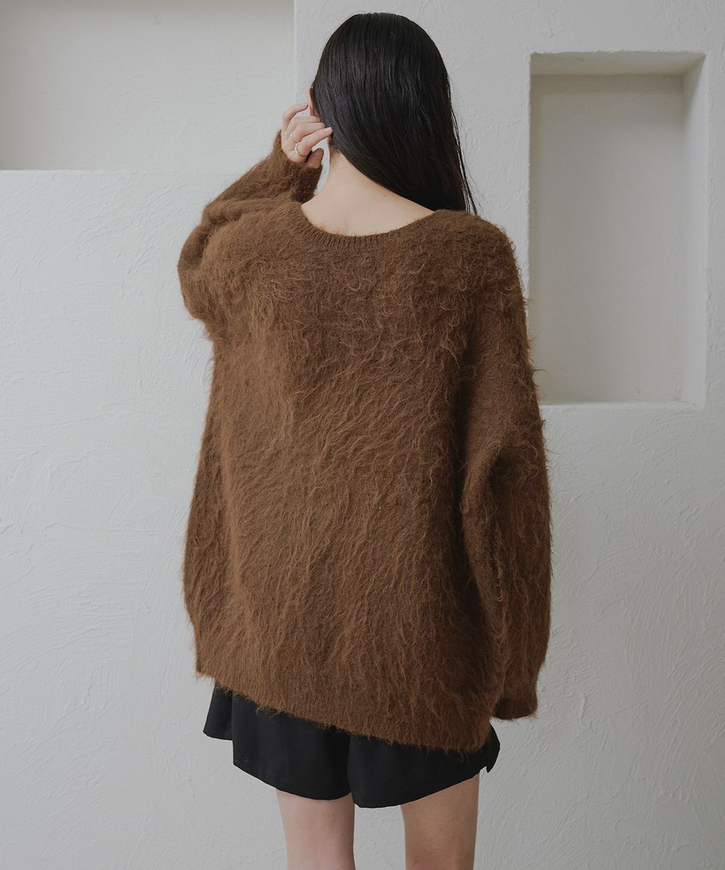 apres jour clair 2WAY毛絨感蕾絲綁帶針織開襟外套_42