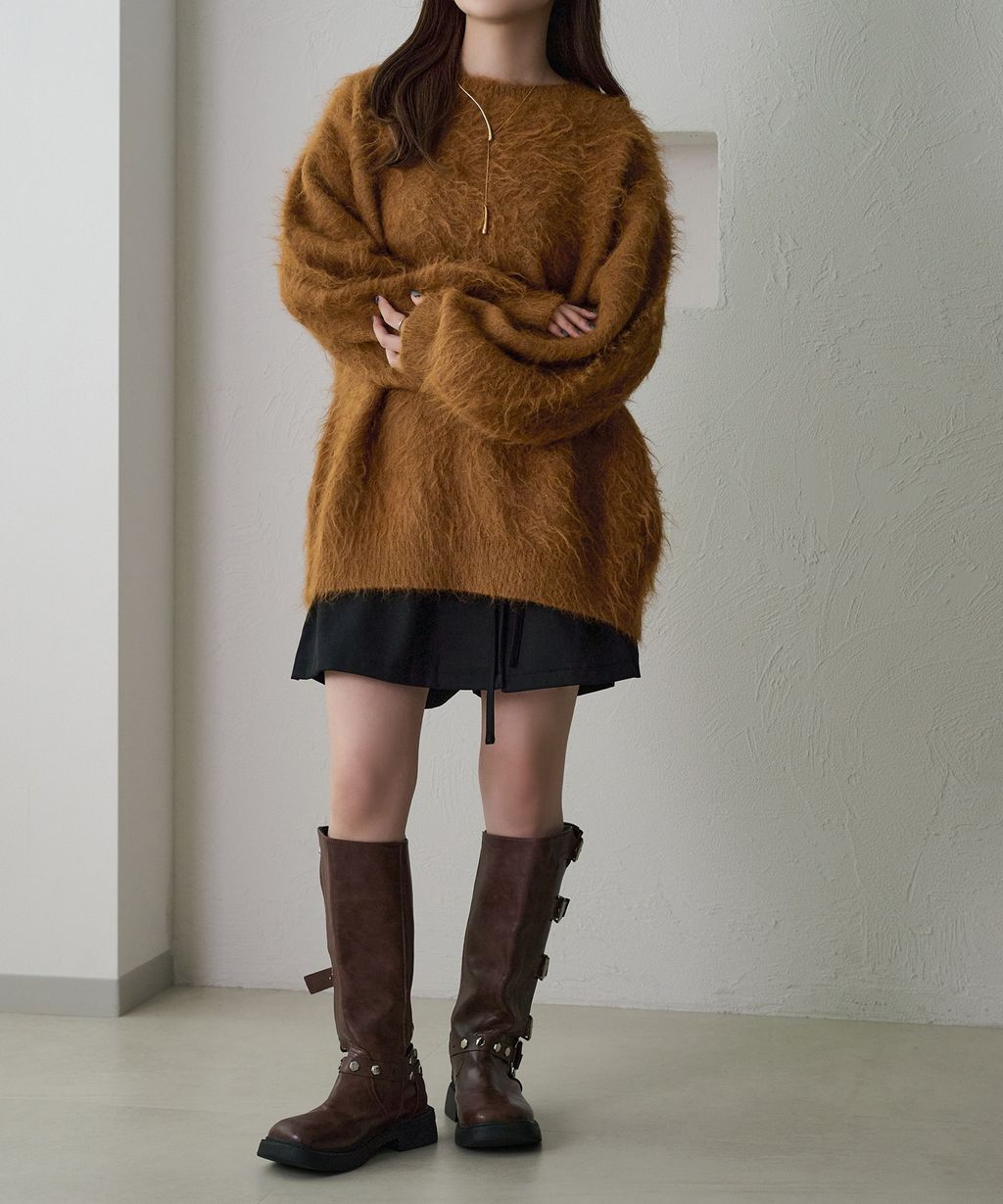 apres jour clair 2WAY毛絨感蕾絲綁帶針織開襟外套_73