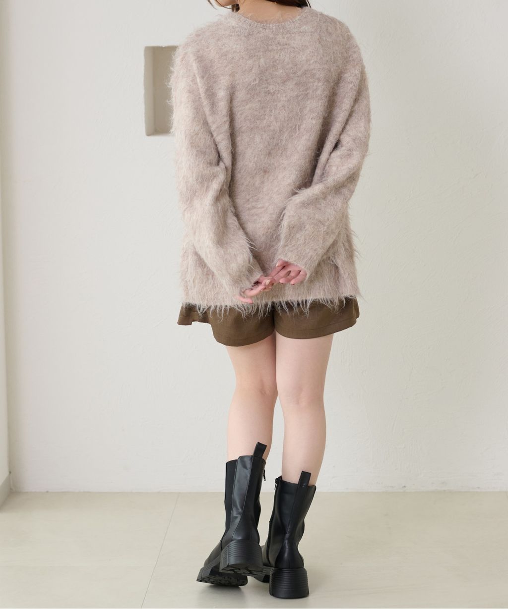 apres jour clair 2WAY毛絨感蕾絲綁帶針織開襟外套_24