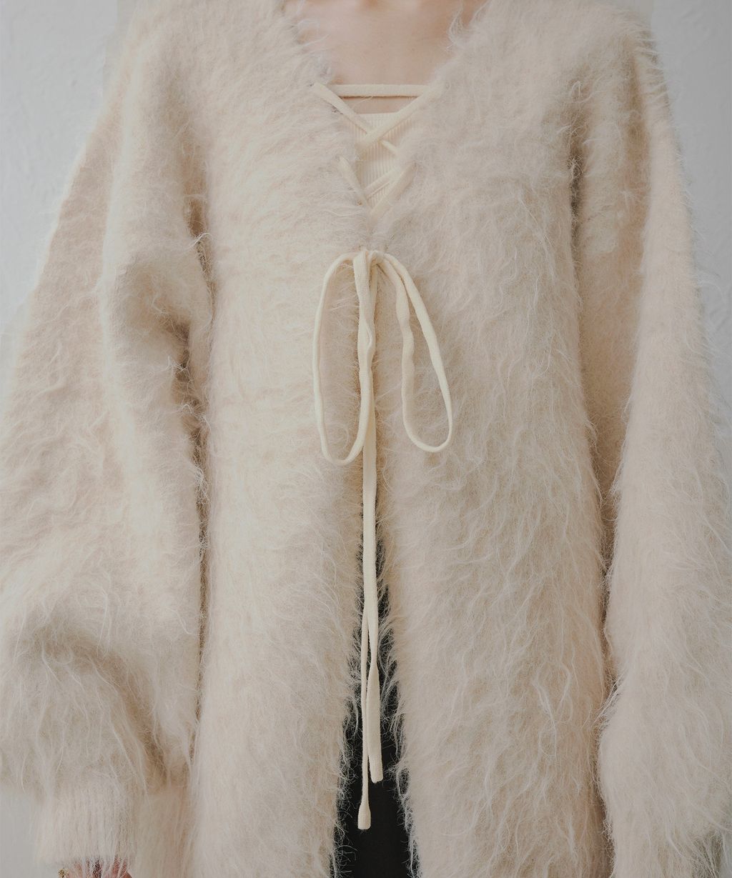 apres jour clair 2WAY毛絨感蕾絲綁帶針織開襟外套_56