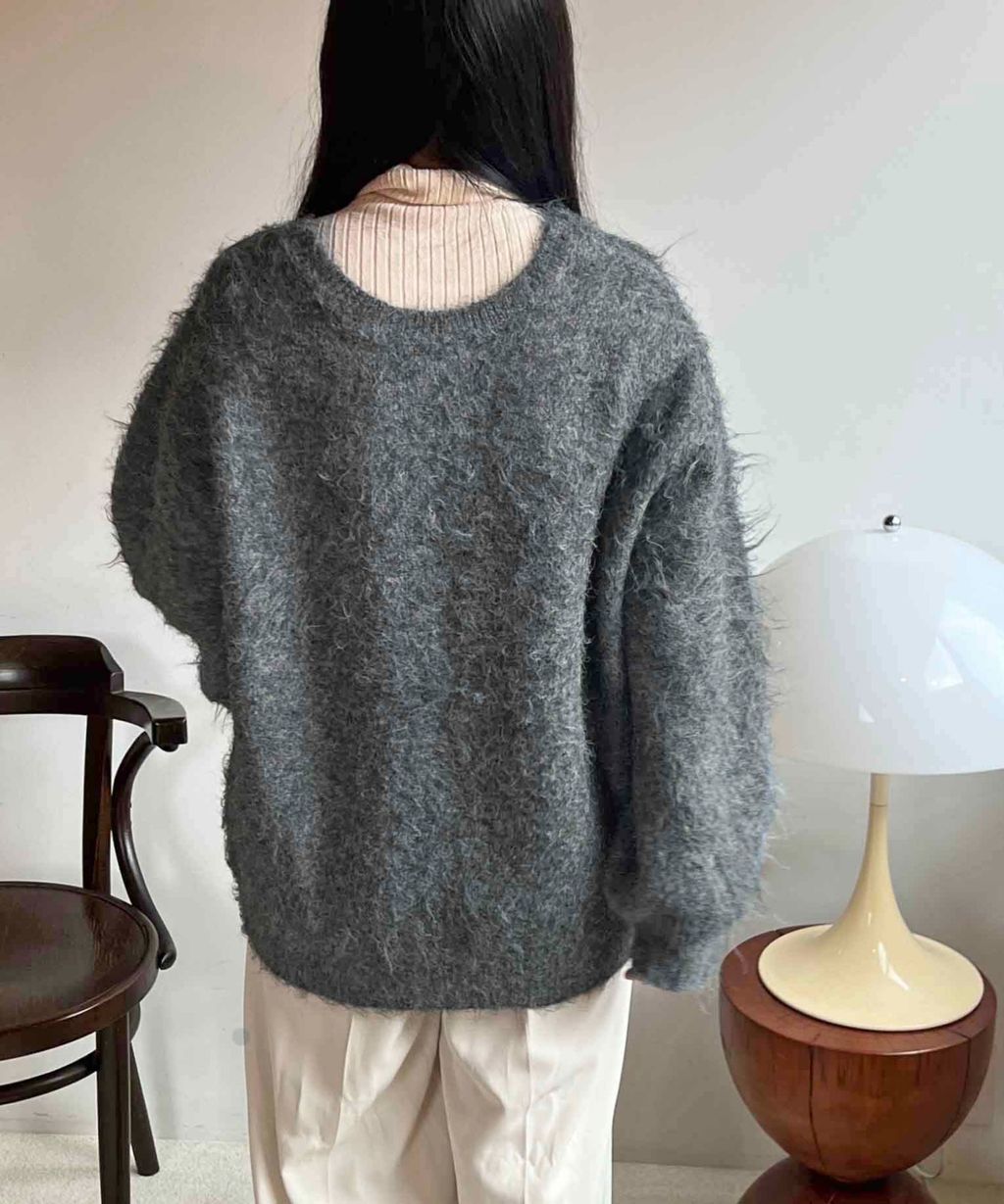 apres jour clair 2WAY毛絨感蕾絲綁帶針織開襟外套_13