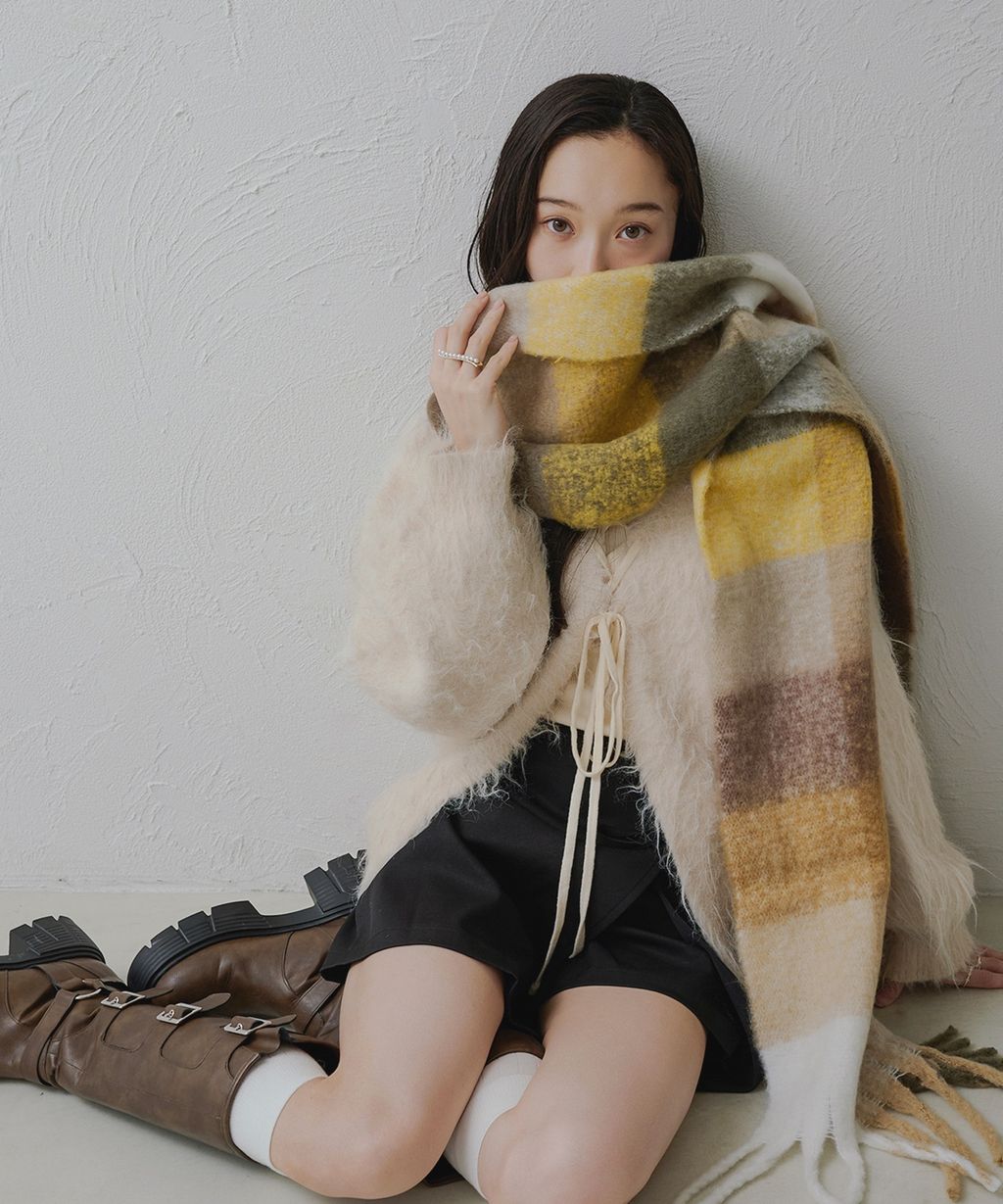 apres jour clair 2WAY毛絨感蕾絲綁帶針織開襟外套_51