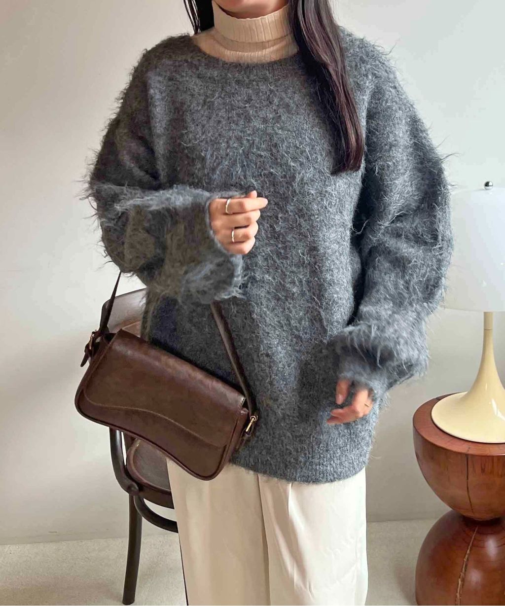 apres jour clair 2WAY毛絨感蕾絲綁帶針織開襟外套_25