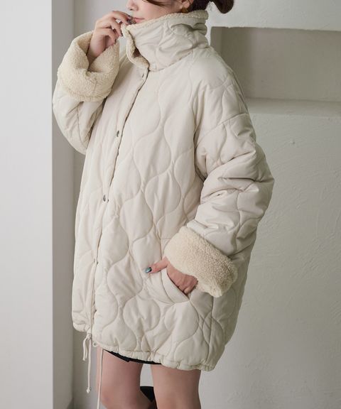 apres jour clair 寬鬆版型內裏羊羔絨鋪棉絎縫保暖外套_3