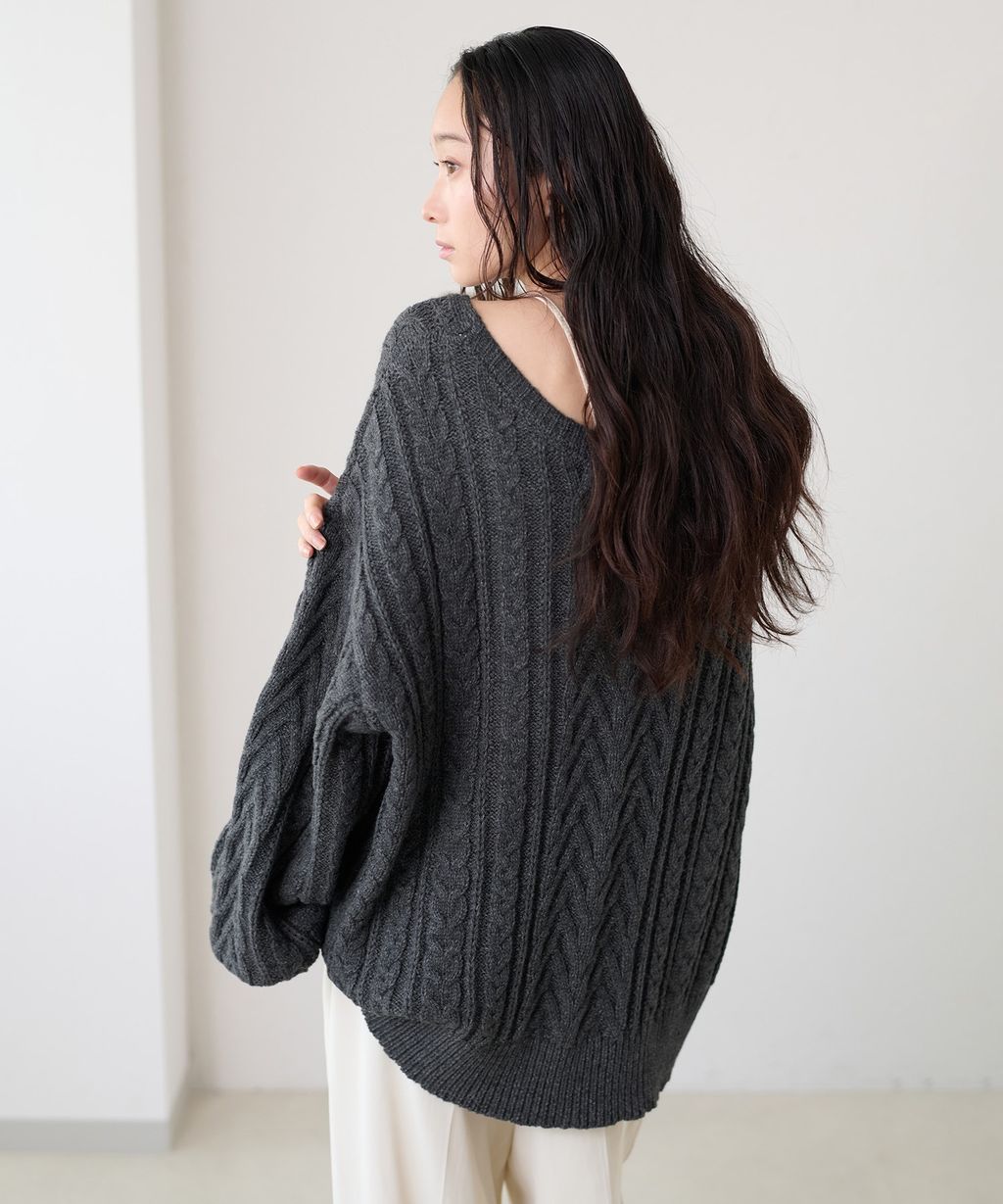 apres jour clair 2WAY蕾絲綁帶麻花編織上衣_7