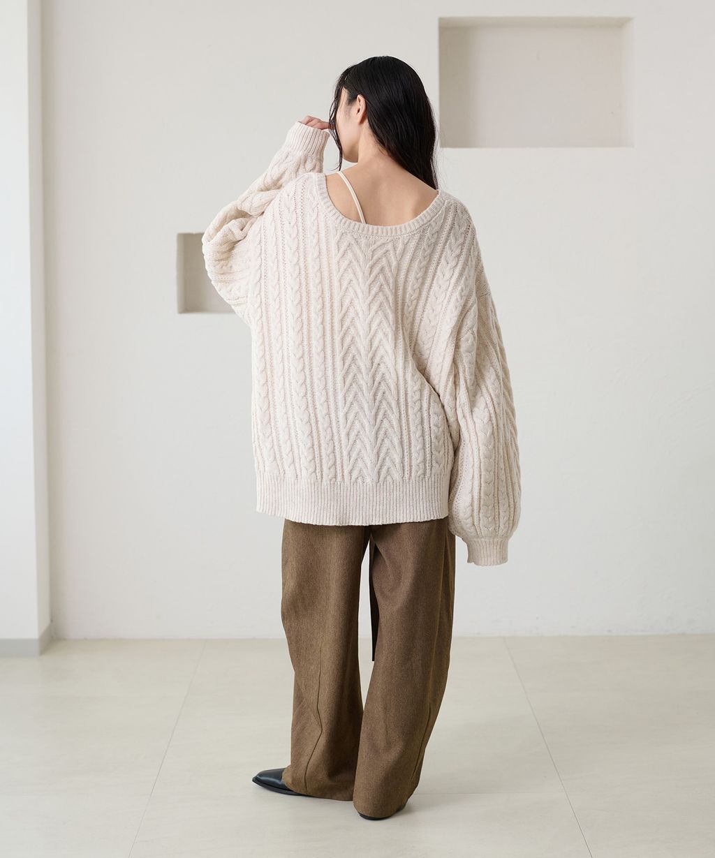 apres jour clair 2WAY蕾絲綁帶麻花編織上衣_12