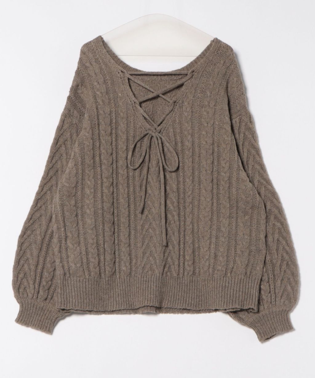 apres jour clair 2WAY蕾絲綁帶麻花編織上衣_71