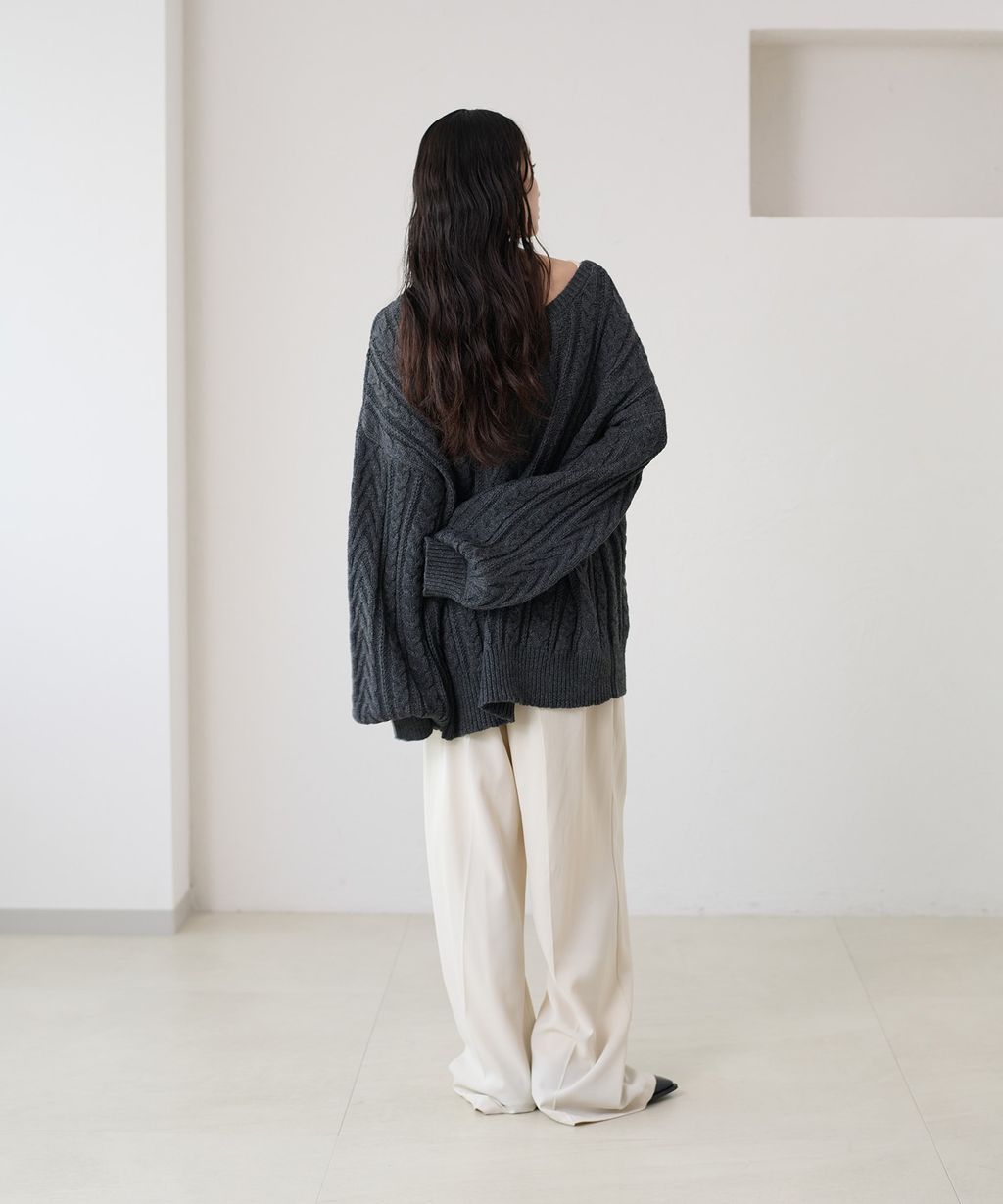 apres jour clair 2WAY蕾絲綁帶麻花編織上衣_65