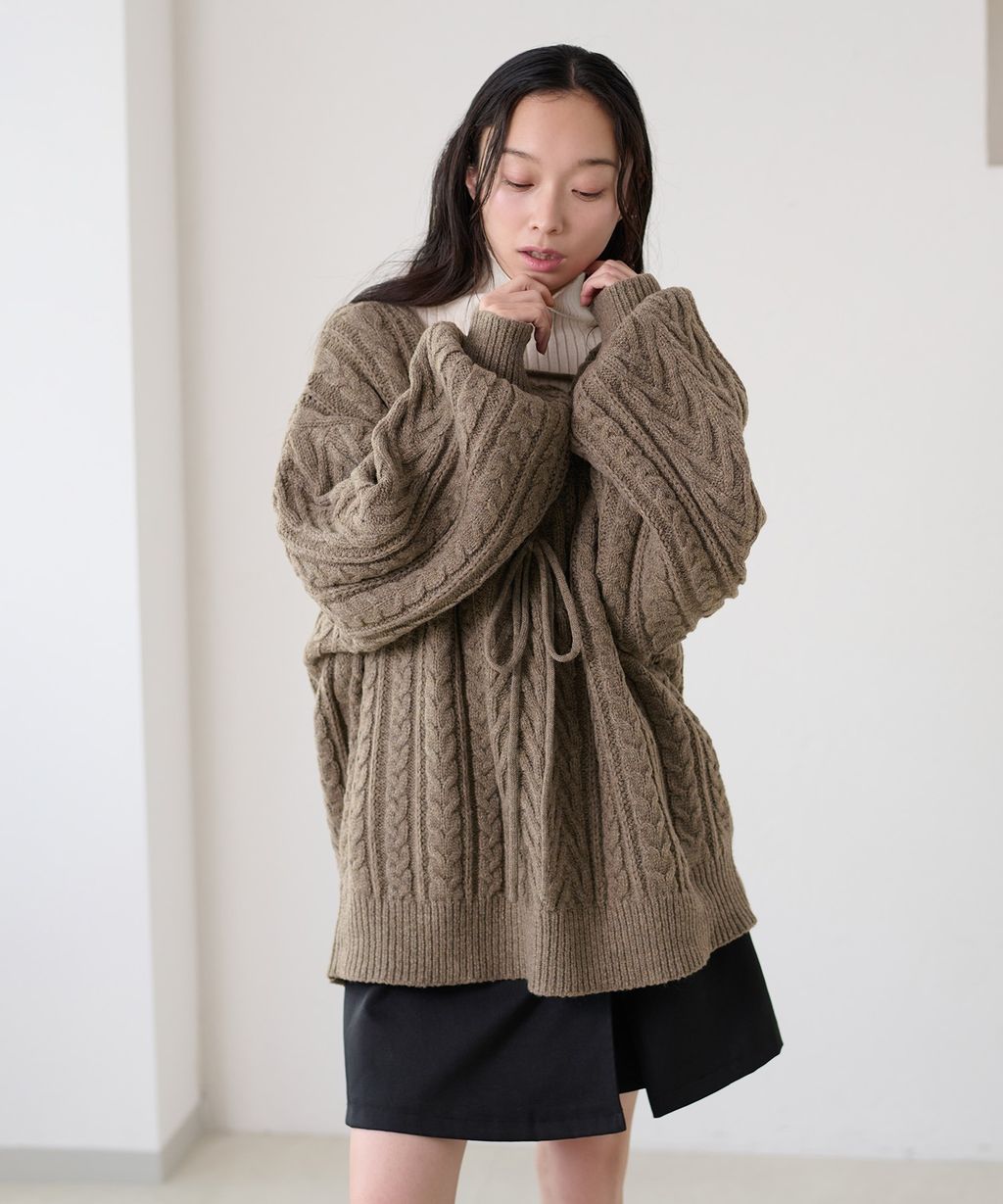 apres jour clair 2WAY蕾絲綁帶麻花編織上衣_61