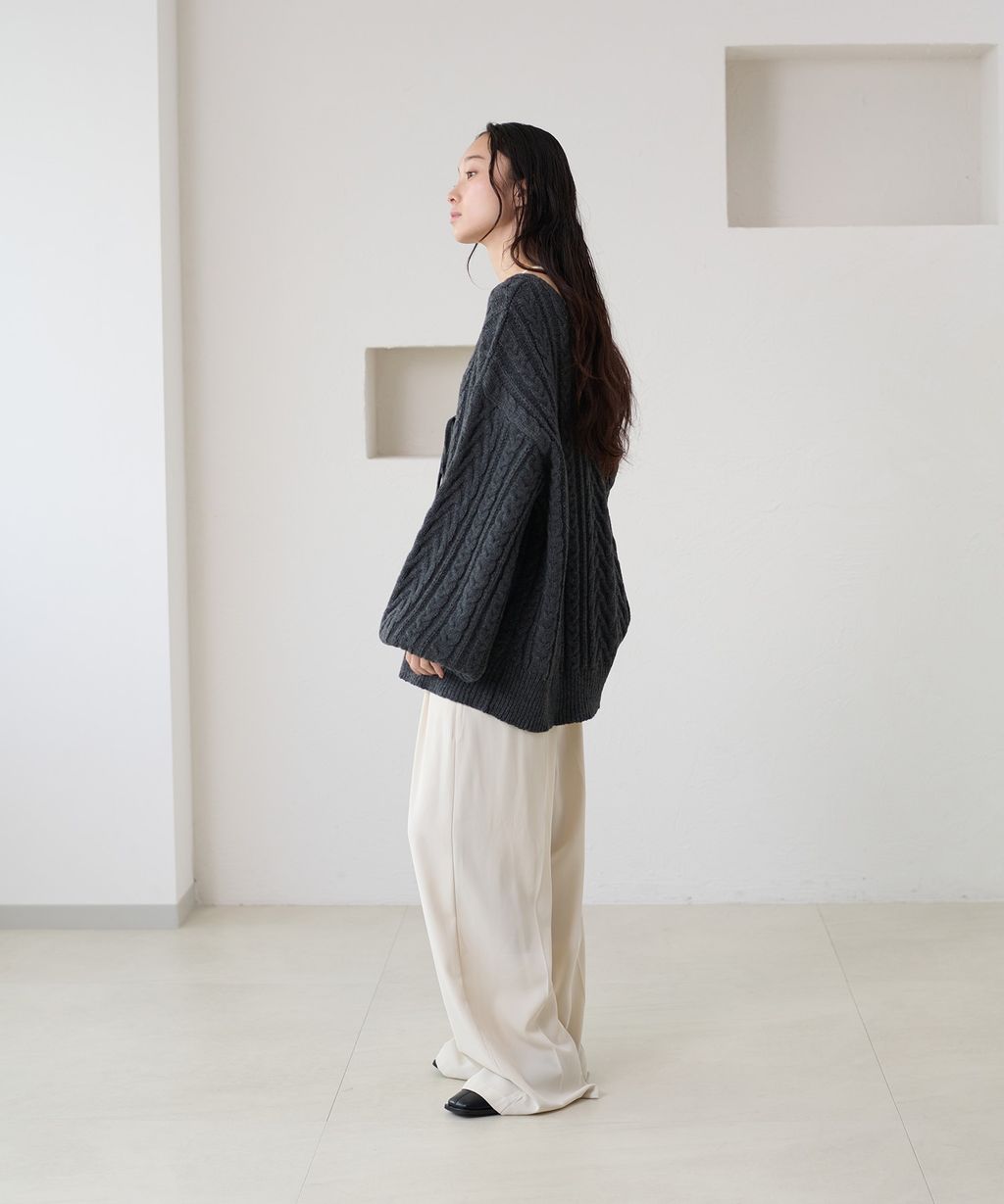 apres jour clair 2WAY蕾絲綁帶麻花編織上衣_63