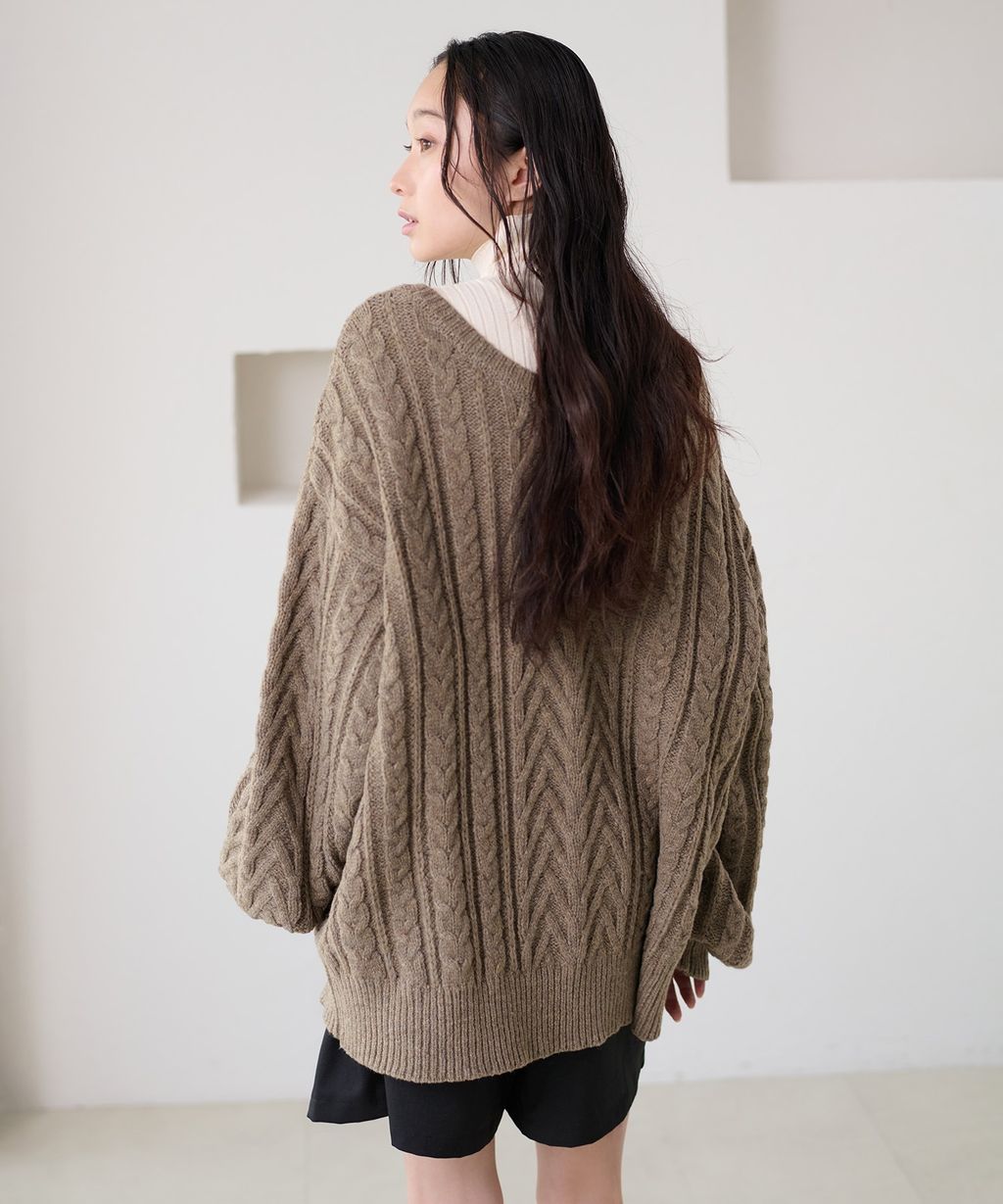 apres jour clair 2WAY蕾絲綁帶麻花編織上衣_59