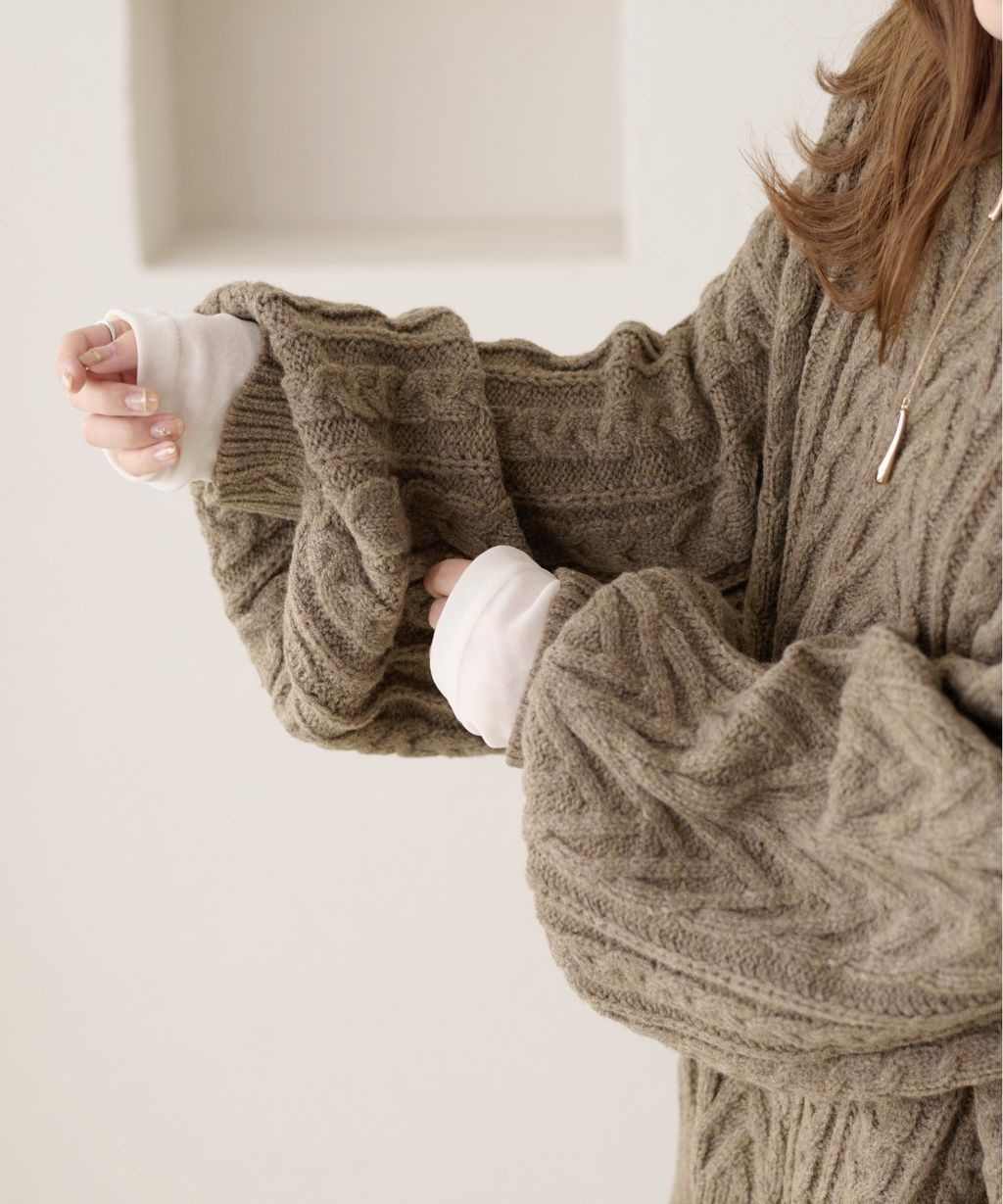 apres jour clair 2WAY蕾絲綁帶麻花編織上衣_36