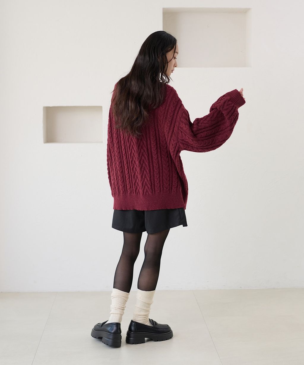 apres jour clair 2WAY蕾絲綁帶麻花編織上衣_45