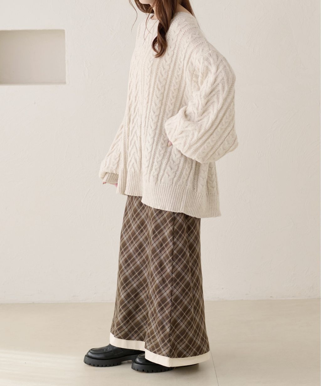 apres jour clair 2WAY蕾絲綁帶麻花編織上衣_23