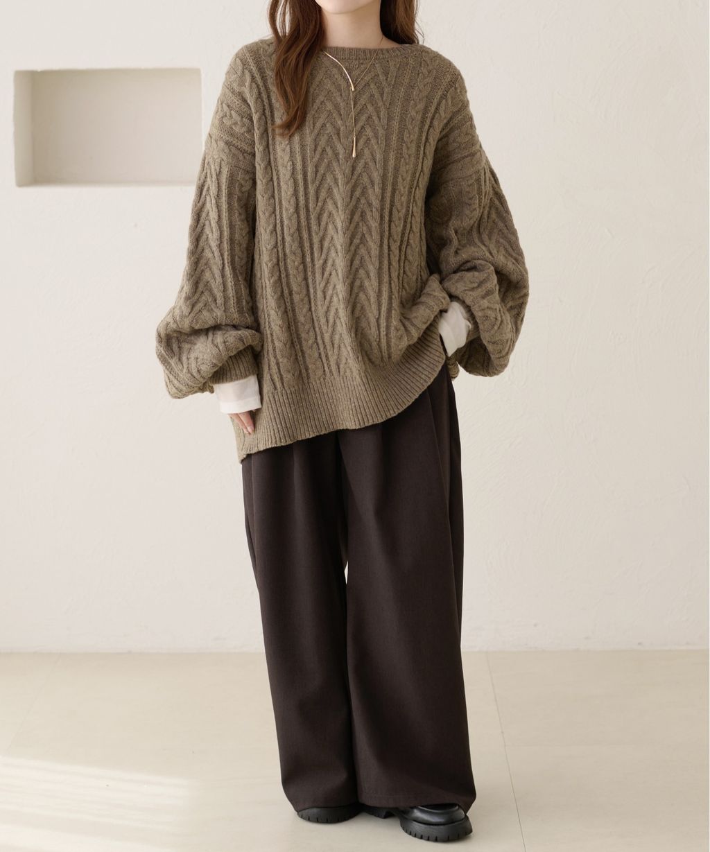 apres jour clair 2WAY蕾絲綁帶麻花編織上衣_30