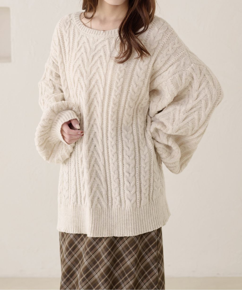 apres jour clair 2WAY蕾絲綁帶麻花編織上衣_27