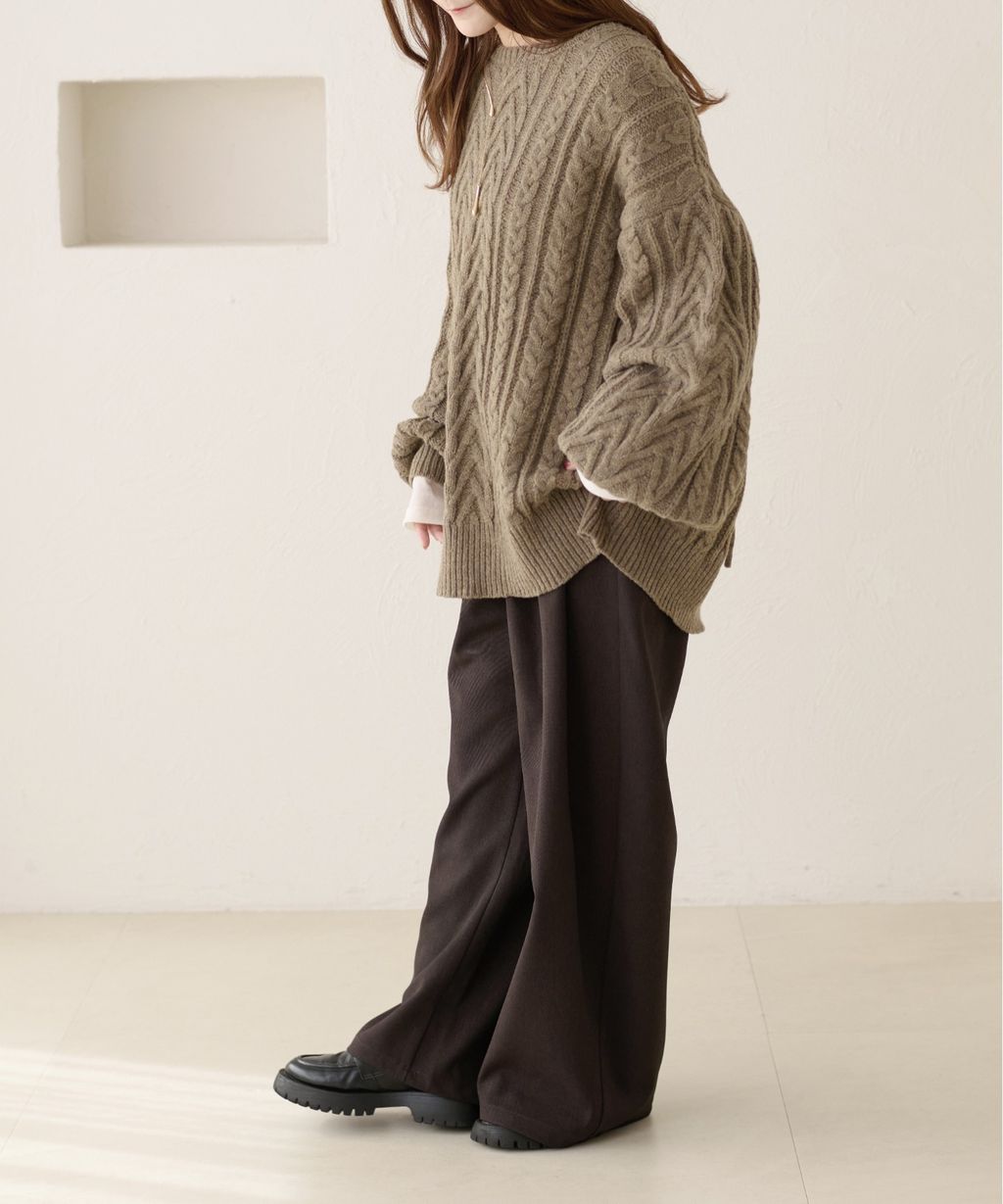 apres jour clair 2WAY蕾絲綁帶麻花編織上衣_31