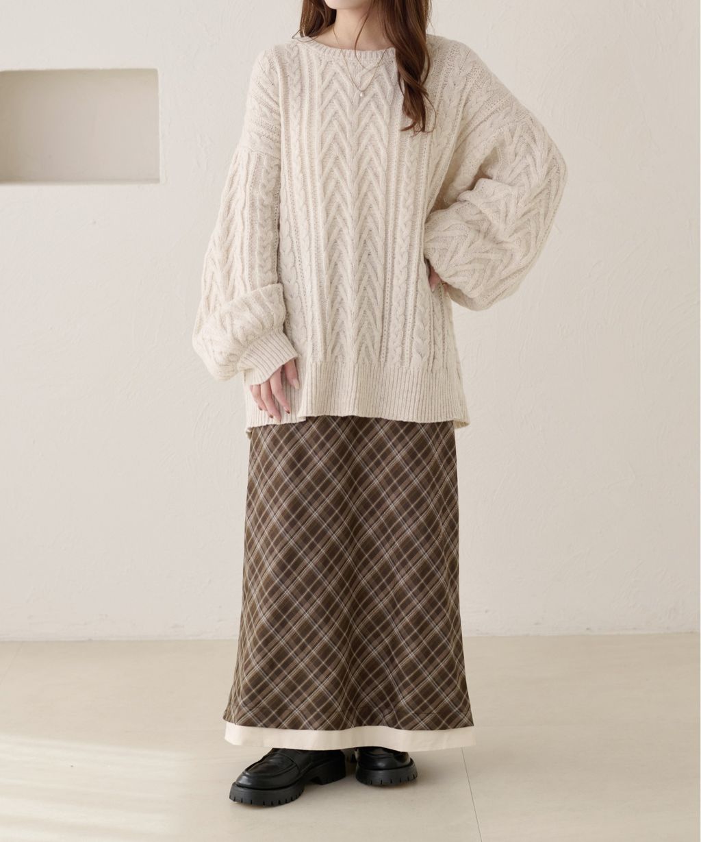 apres jour clair 2WAY蕾絲綁帶麻花編織上衣_22