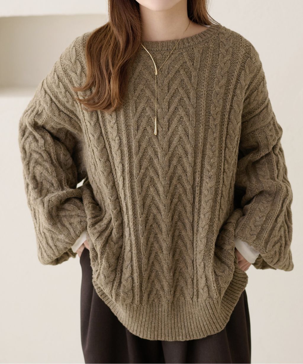 apres jour clair 2WAY蕾絲綁帶麻花編織上衣_34