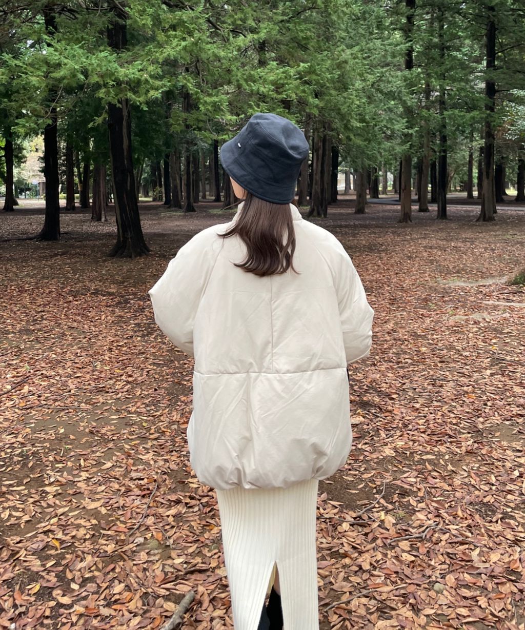 hinari 中綿蝴蝶結綁帶中長版保暖防風外套_12